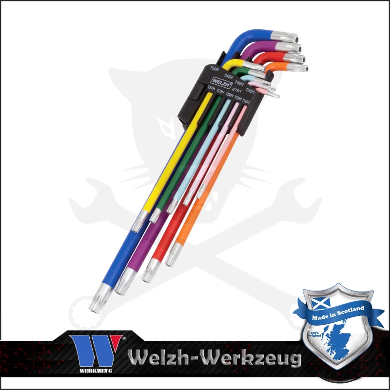 Torxkulcs készlet extra hosszú T10H - T50H - színes 9 r.- Welzh