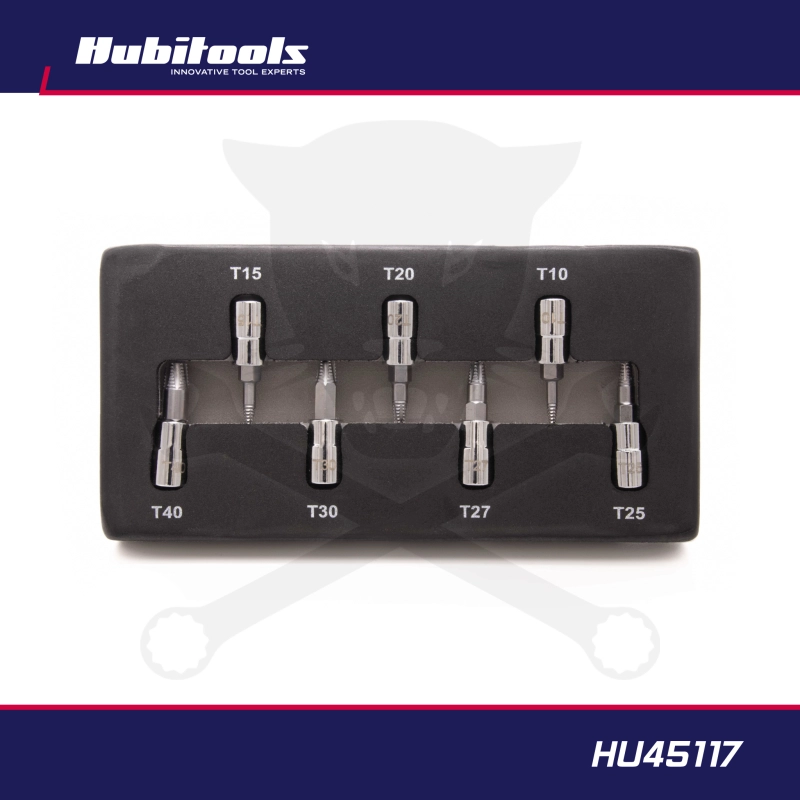 Csavarkiszedő készlet 7 db-os 85%-ig sérült csavarhoz 1/4" Torx T10-T40