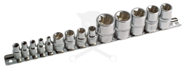 Dugókulcs - crowafej készlet 1/2"-3/8"-1/4" belső torx 14 db-os E4 - E24