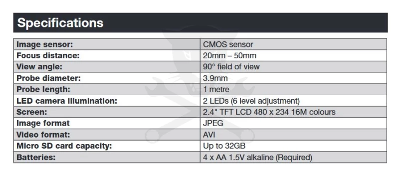 Videoszkóp - inspekciós kamera  3.9 mm-es x 1000 mm - Laser Tools