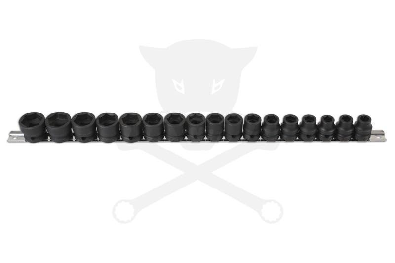 Légkulcsfej készlet 1/2" 17 db  8-24 mm metrikus -extra alacsony- Laser