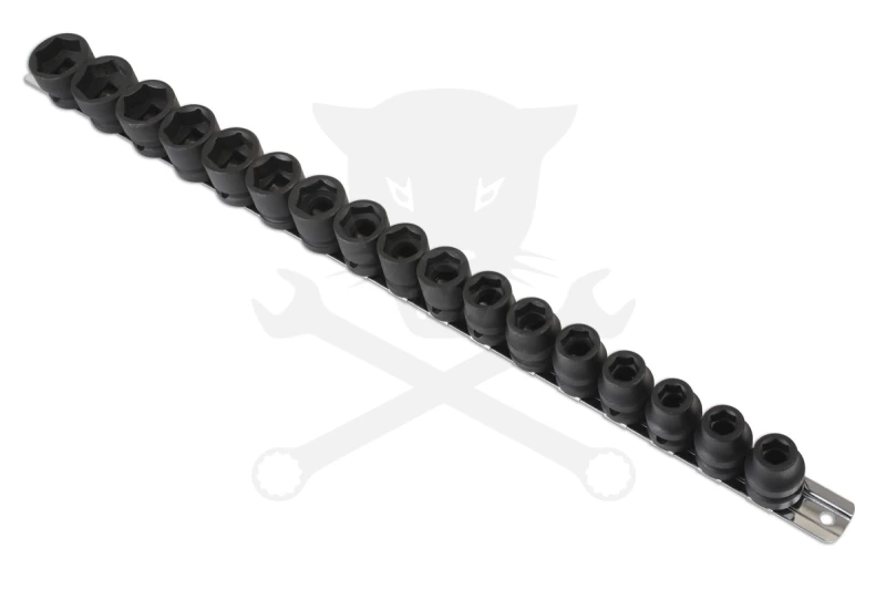 Légkulcsfej készlet 1/2" 17 db  8-24 mm metrikus -extra alacsony- Laser
