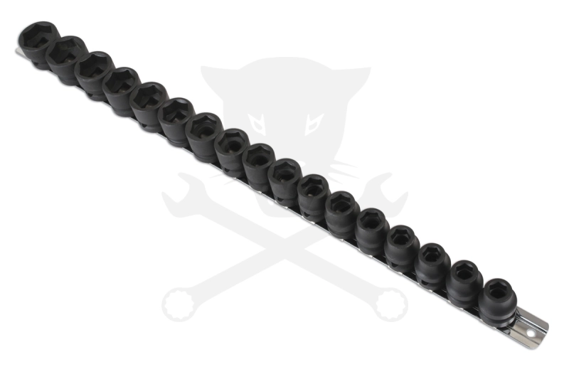 Légkulcsfej készlet 1/2" 17 db  8-24 mm metrikus -extra alacsony- Laser