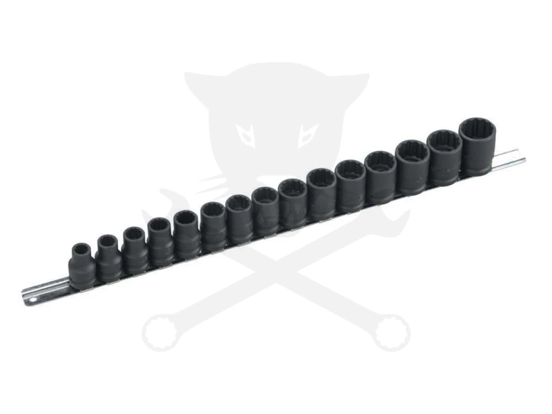 Légkulcsfej készlet 1/2" 15 db 10-24 mm metrikus rövid 12 l. - Genius