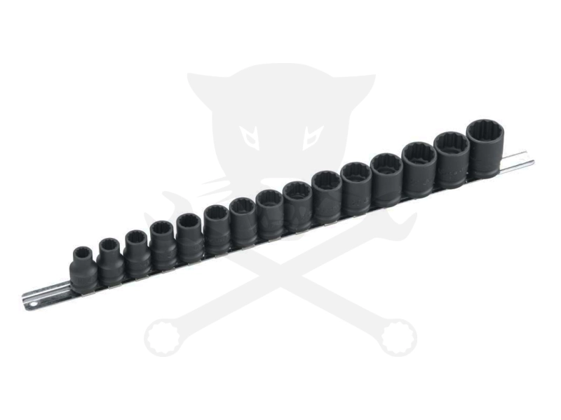 Légkulcsfej készlet 1/2" 15 db 10-24 mm metrikus rövid 12 l. - Genius