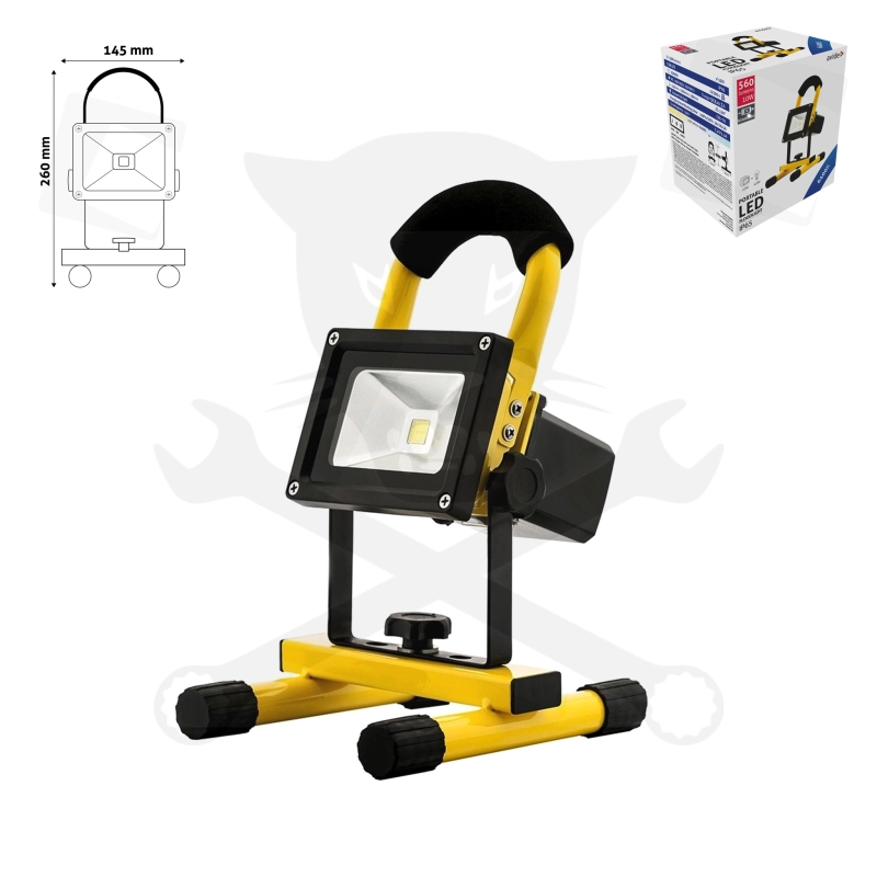 Fényvető (reflektor) hordozható IP65, COB LED-es 6400K 10W akkus