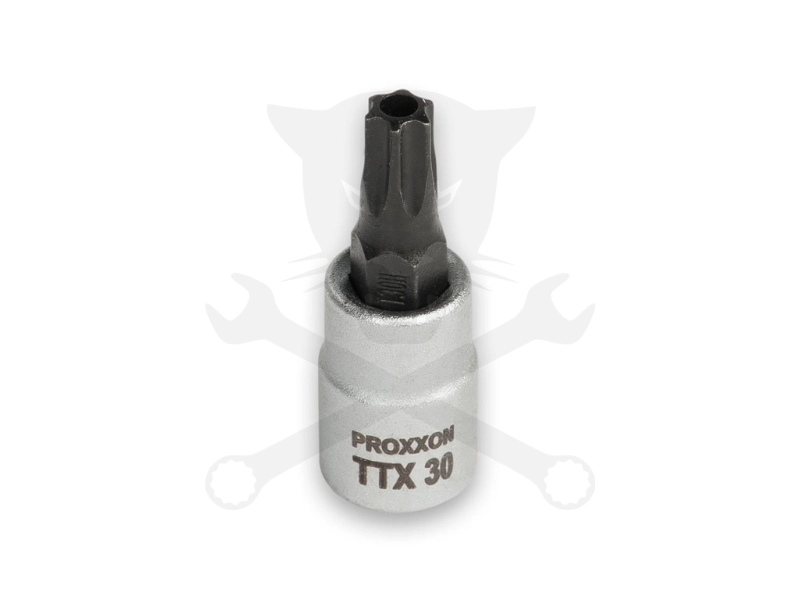 Rátűzőkulcs - crowa+bit 1/4" torx, furatos T30 Proxxon