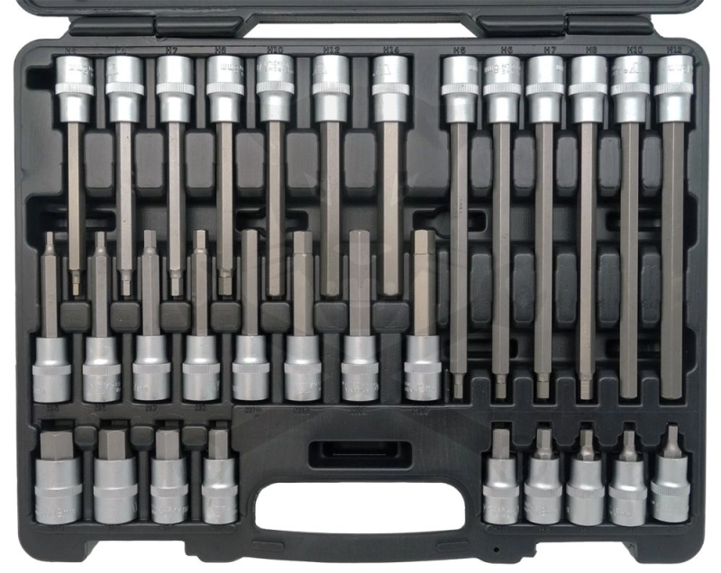 Rátűzőkulcs - crowa+bit készlet 1/2" 30 db-os Imbusz - Welzh