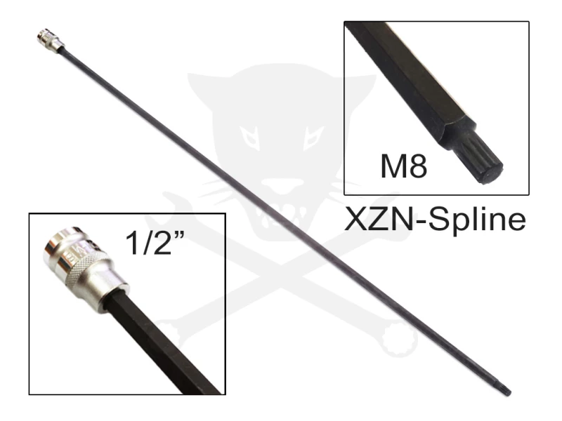 Rátűzőkulcs - crowa+bit 1/2" XZN - Spline -  M8x800 mm extra h  Laser