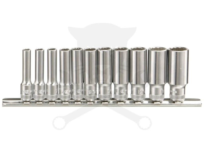 Dugókulcs - crowafej készlet 1/4" 12 szögű hosszú 5.5-14 mm 11 db Genius