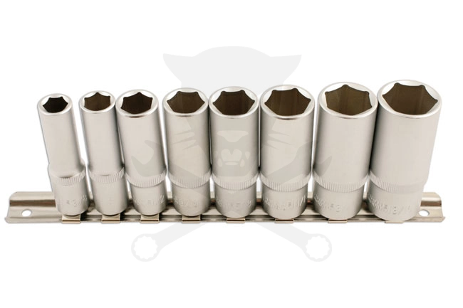 Dugókulcs - crowafej készlet 3/8" 6 lap hosszú COLOS 8 db-os