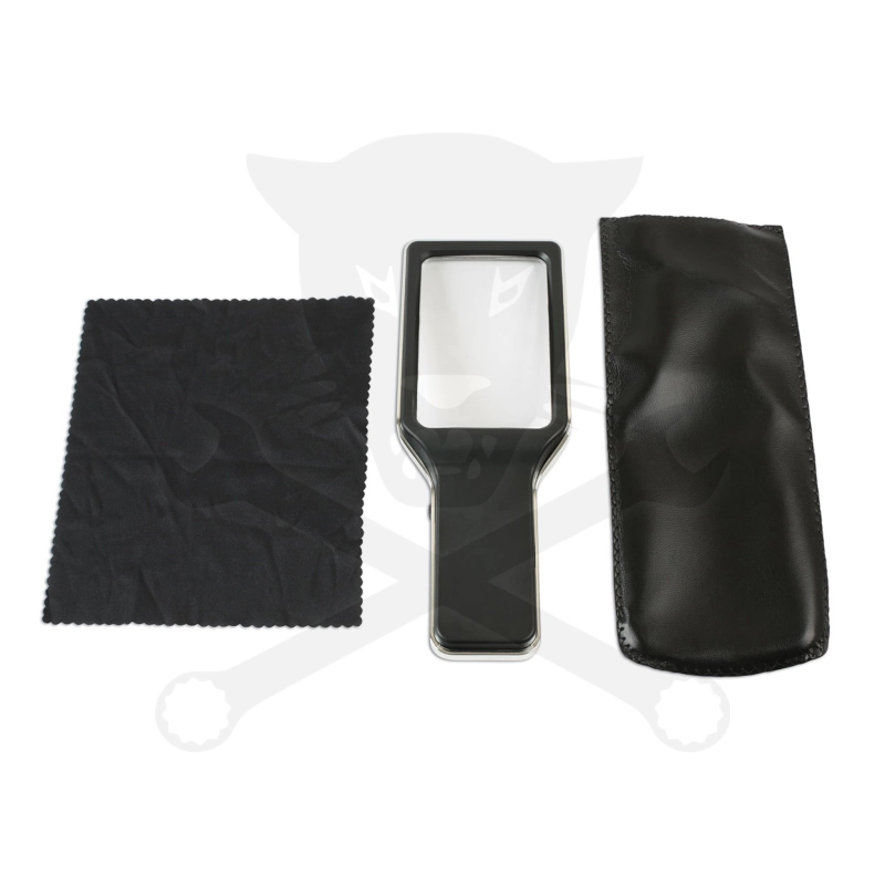 Nagyító  3x - szabályozható 10db fényes LED, tükröződésmentes, elemes