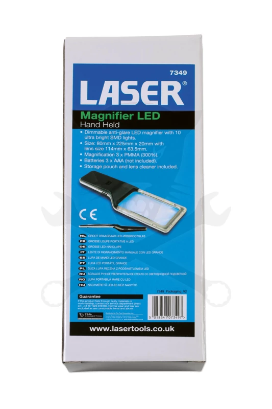 Nagyító  3x - szabályozható 10db fényes LED, tükröződésmentes, elemes