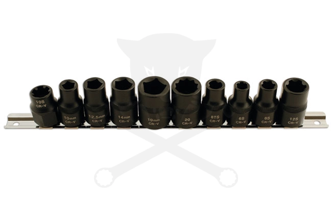 Autóipari speciális dugókulcs készlet 1/2" 10 db-os 3-5-6-10-12 lapú