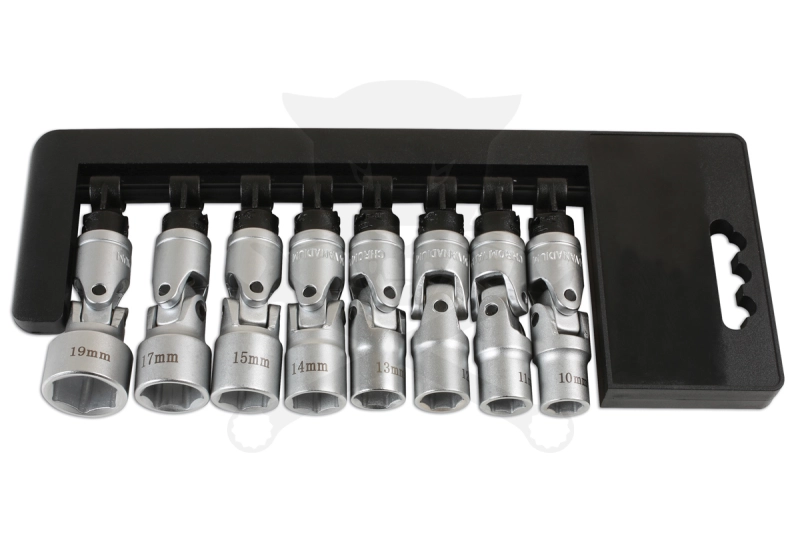 Dugókulcs - crowafej készlet 3/8" 6 lapú CSUKLÓS 8 db-os 10-19 mm -TS20