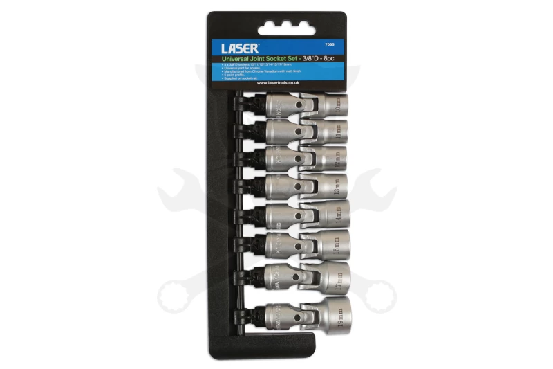 Dugókulcs - crowafej készlet 3/8" 6 lapú CSUKLÓS 8 db-os 10-19 mm -TS20