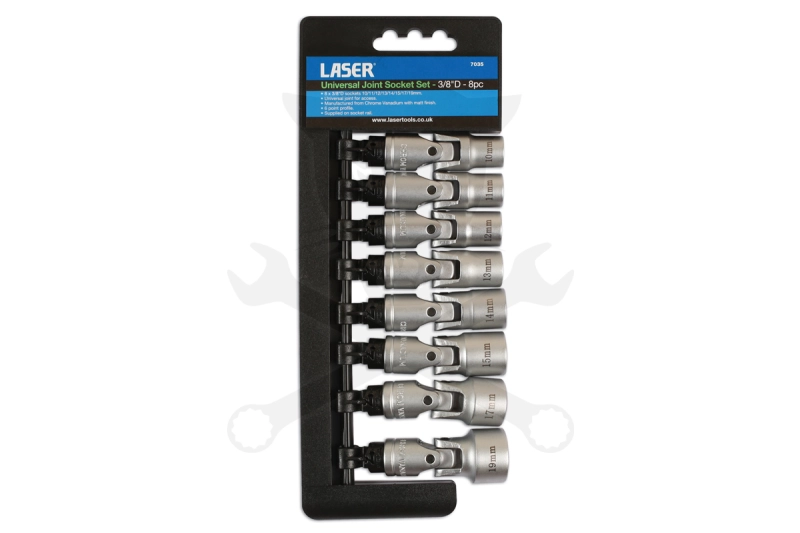 Dugókulcs - crowafej készlet 3/8" 6 lapú CSUKLÓS 8 db-os 10-19 mm -TS20