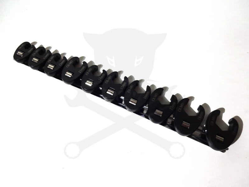 Villáskulcs adapter készlet nyitott 3/8" 10 db-os 10-19 mm "Crowfoot"