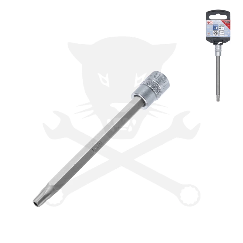 Rátűzőkulcs - crowa+bit 1/4" torx, furatos TPX30 x 100 mm BGS