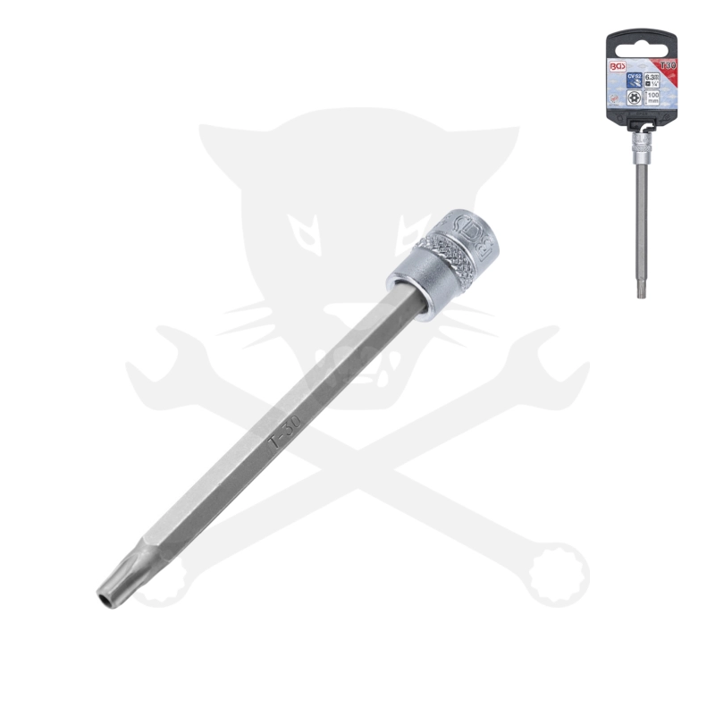 Rátűzőkulcs - crowa+bit 1/4" torx, furatos TPX30 x 100 mm BGS