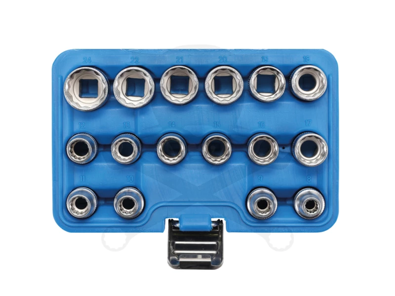 Dugókulcs készlet 1/2" 12 sz. 8-24 mm 16 db-os