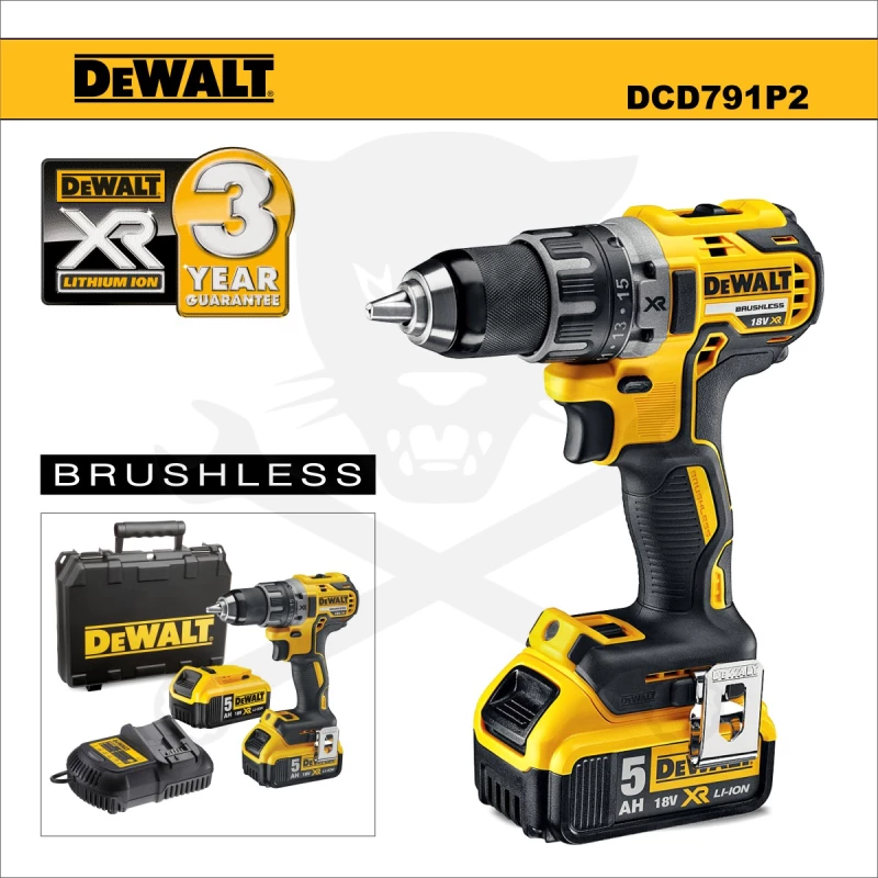 Fúró-csavarozó, akkus 18V 2db 5.0Ah Li-ion - kefementes - DeWalt