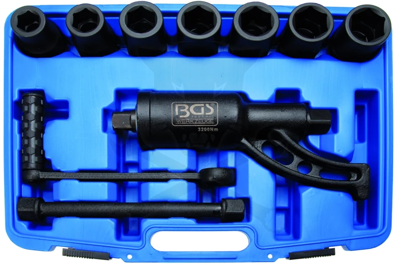 Nyomatéksokszorozó készletben 3200 Nm + 7 db 1" dugókulcs BGS