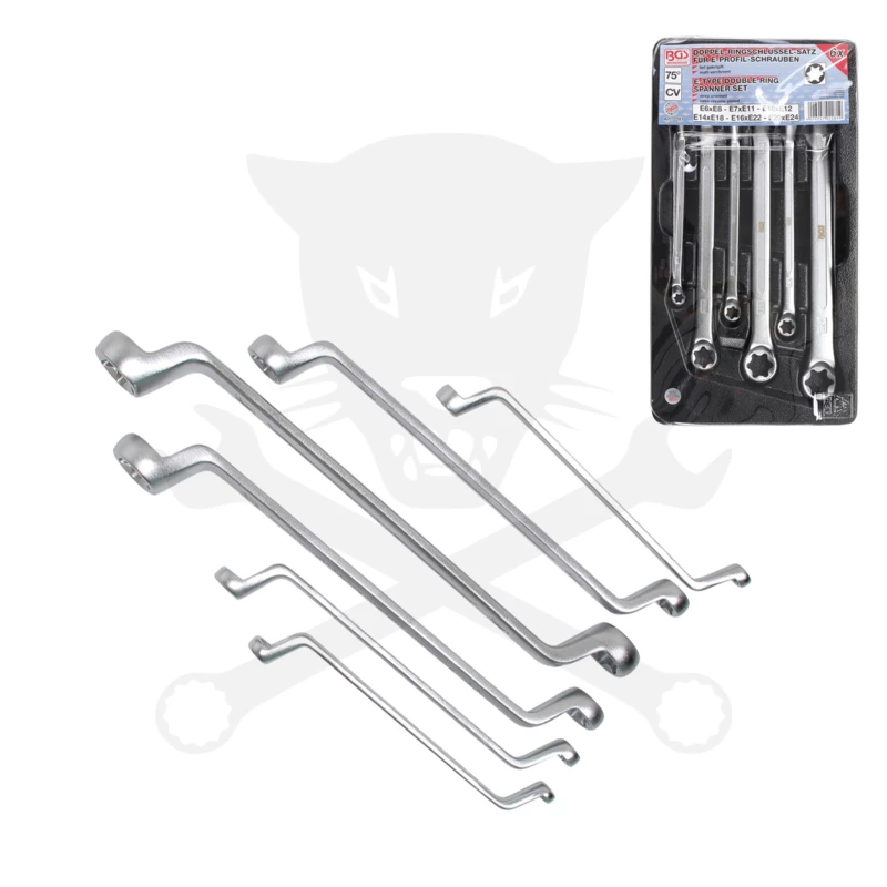 Torx csillagkulcs készlet Hajlított 6 db-os E-torx 12 méret: E6 - E24 -BGS
