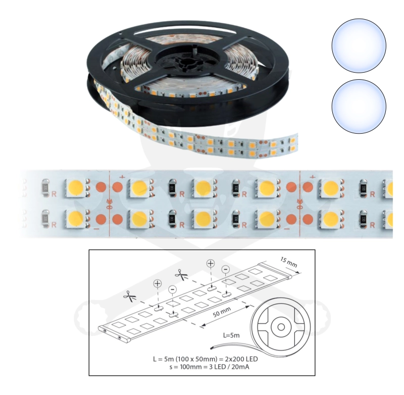 Szalag LED 5050 beltéri 2x60 db/m - 6500K - ELMARK