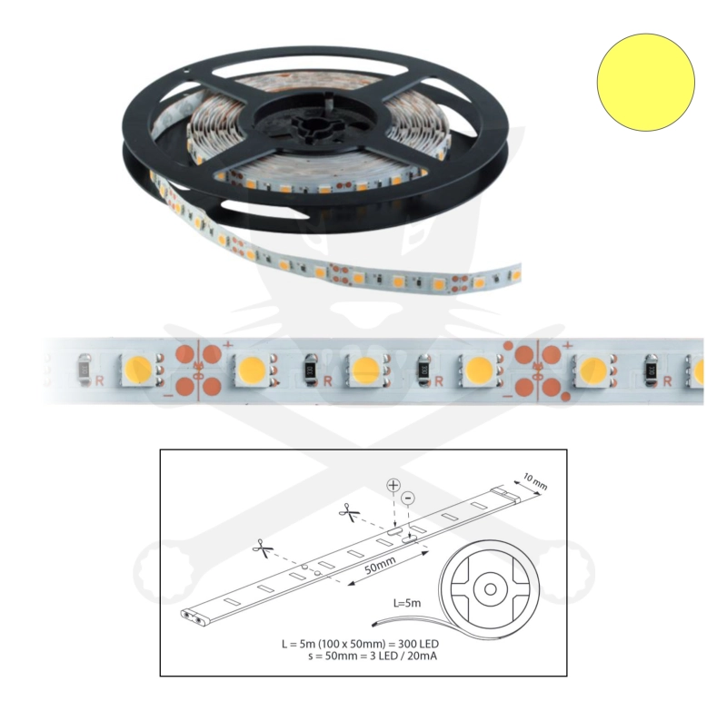 Szalag LED 5050 beltéri 60 db/m - sárga - ELMARK