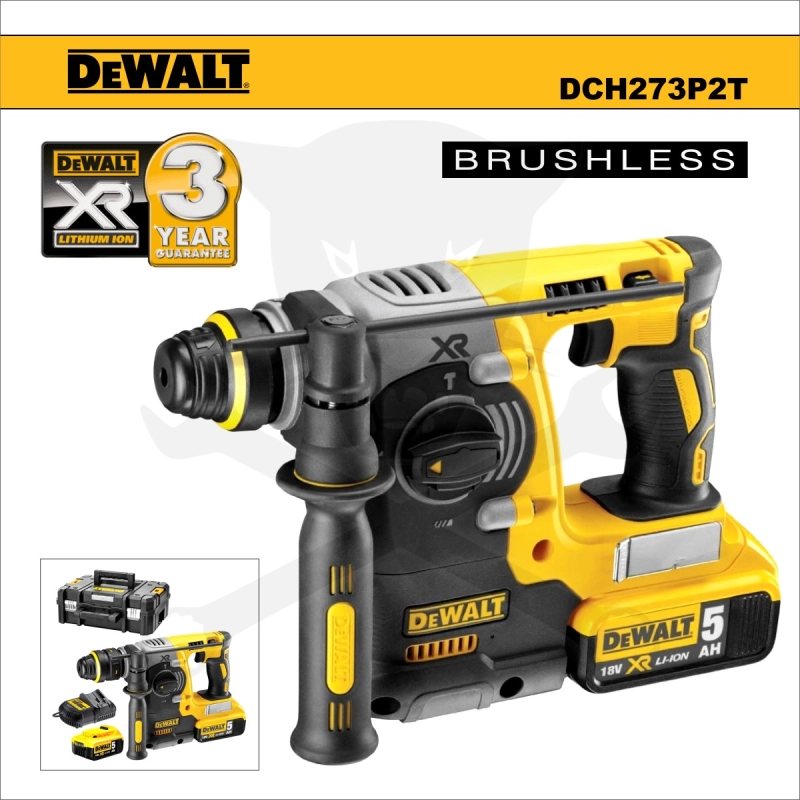 Fúró-vésőkalapács akkus 18V  2.1J 2db 5.0Ah - kefementes -  DeWalt