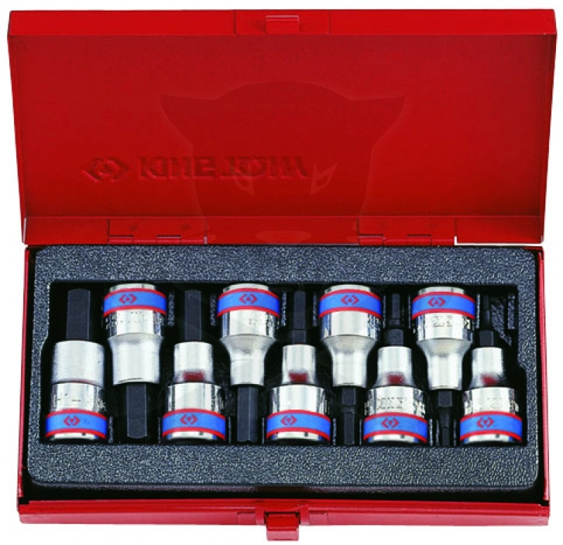 Rátűzőkulcs - crowa+bit készlet 1/2" imbusz 3-14 mm 9 db-os King T.