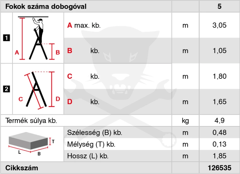 Létra ALU lépcsőfokos álló 1x 5 fokos - Krause Monto SECURY
