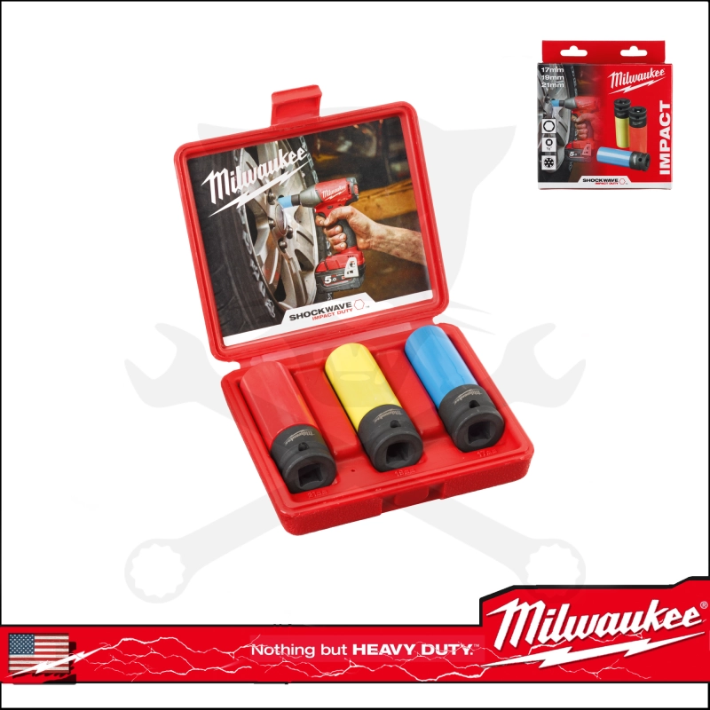 Légkulcsfej készlet 1/2"  3 db-os alufelnihez hosszított Milwaukee