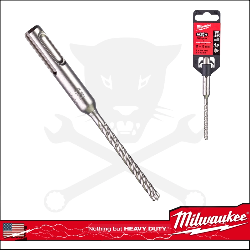 Kőzetfúró  5 x 115 mm - négyélű  SDS-Plus - MX4 Milwaukee