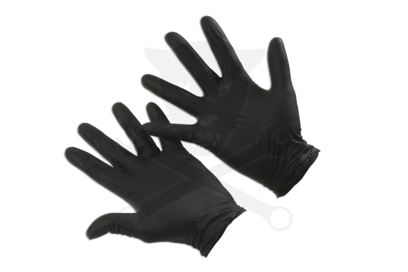 Kesztyű Grippaz 100% Nitril  8/M - dobozos 50 db-os - FEKETE