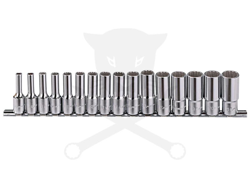 Dugókulcs - crowafej készlet 3/8" 12 szögű hosszú 6-21 mm 16 db Genius