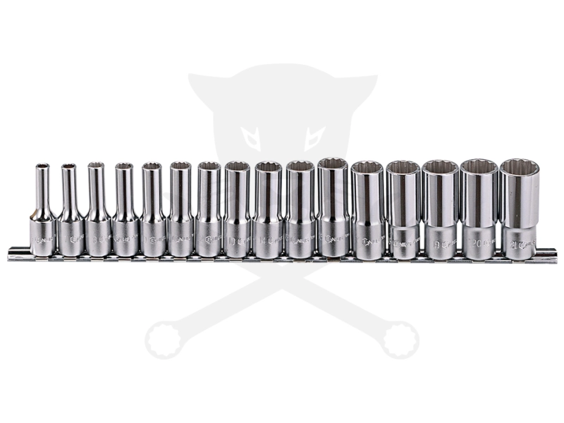 Dugókulcs - crowafej készlet 3/8" 12 szögű hosszú 6-21 mm 16 db Genius