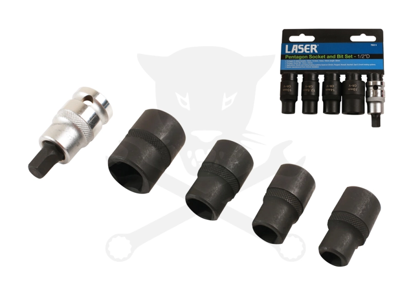 Dugókulcs készlet 1/2" 5 db-os 10-19 mm 10 x55 mm Pentagon 5-lapú - Laser