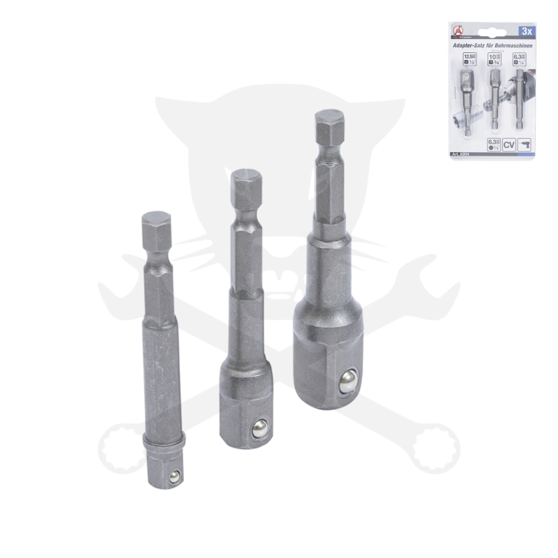 Adapter készlet fúrógéphez - csavarbehajtóhoz 1/4"-3/8"-1/2" - BGS