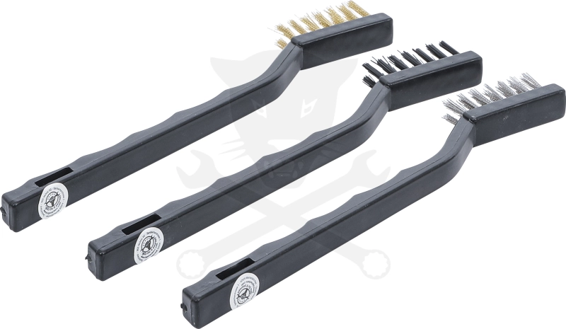 Drótkefe készlet 175 mm 3 db-os acél + réz + műanyag - Kraftmann
