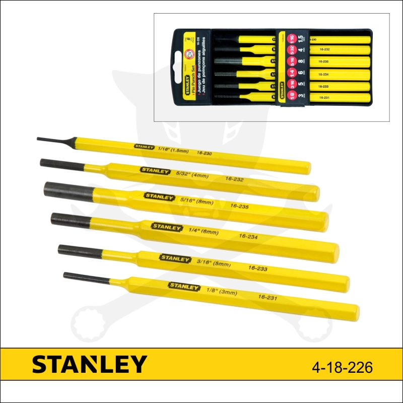 Csapkiütő készlet 6 db-os 1.5-8.0 mm Stanley