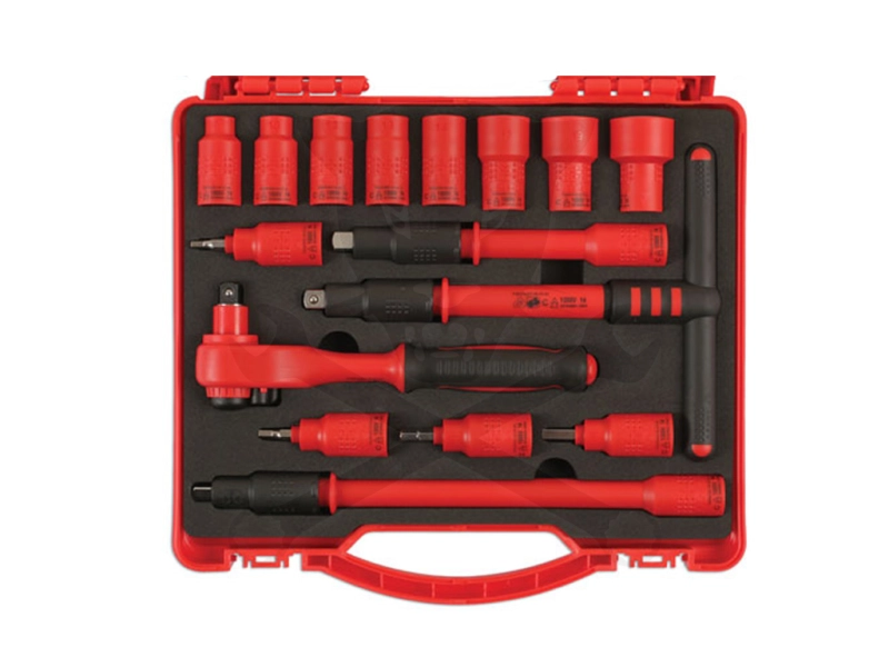 Dugókulcs készlet VDE 1000 V Szigetelt/Hibrid szerszám készlet3/8" 16 db-os