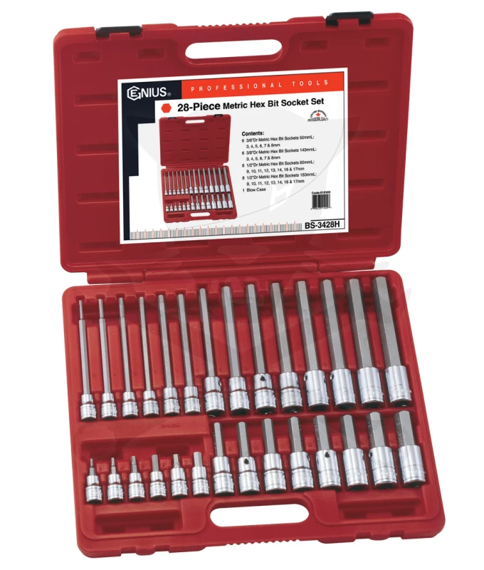 Bit készlet imbusz 28 db-os 3/8"-1/2" Genius