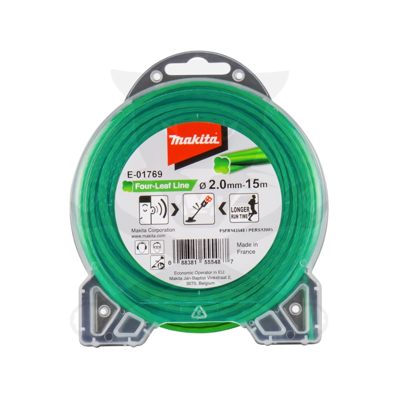 Fűkasza damil 2.0 mm x 15 méter RT Négylevelű profil Zöld - Makita