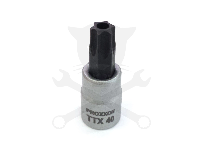 Rátűzőkulcs - crowa+bit 1/4" torx, furatos T40 Proxxon