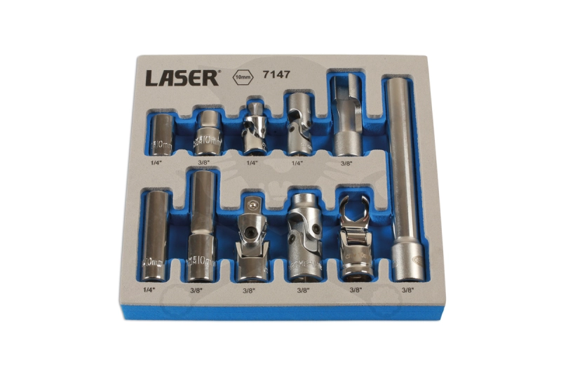 Dugókulcs és adapter készlet 10 mm univ. 1/4" - 3/8" -AT18