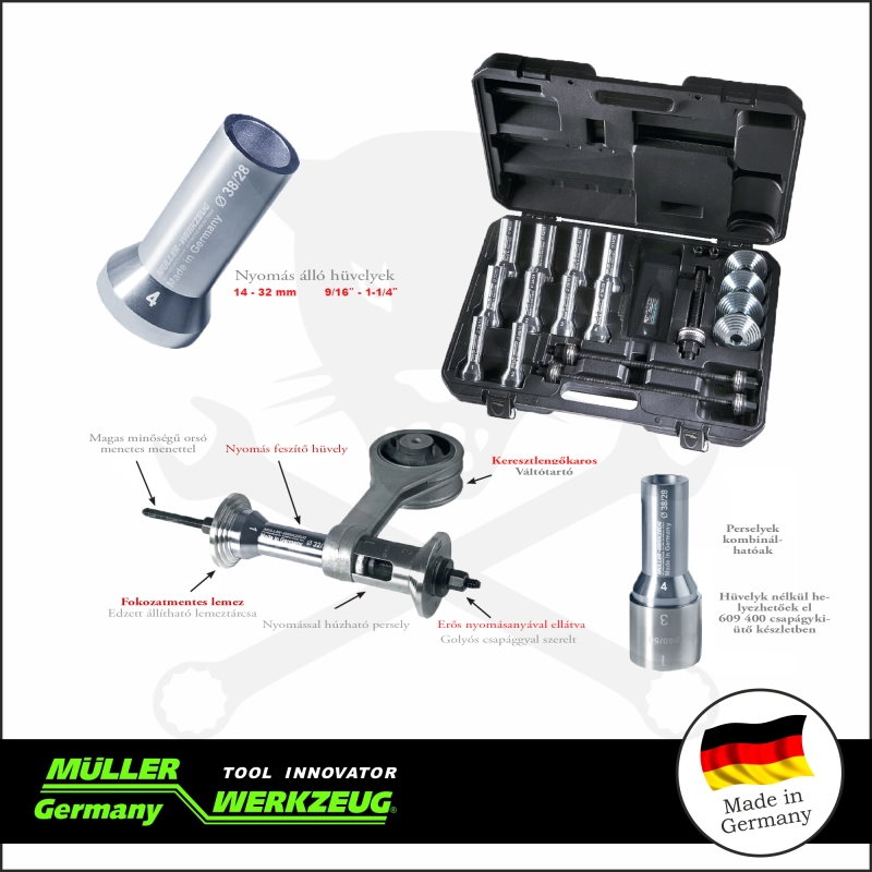 Szilent és csapágy ki-beszerelő klt 14-32 mm - XS - MÜLLER