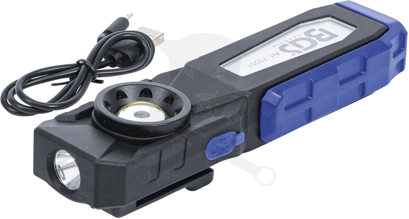 Szerelőlámpa LED 01 COB + 1 ledes dönthető akkus 10W szerelőlámpa -BGS