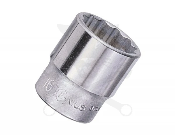 Dugókulcs - crowafej 3/8" 12 lap normál 22 mm Genius